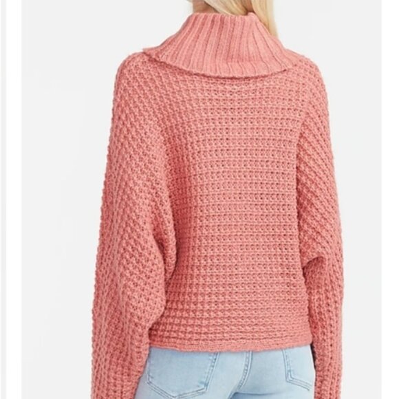 Express pink oversized cowl neck cropped sweater S - Picture 2 of 9